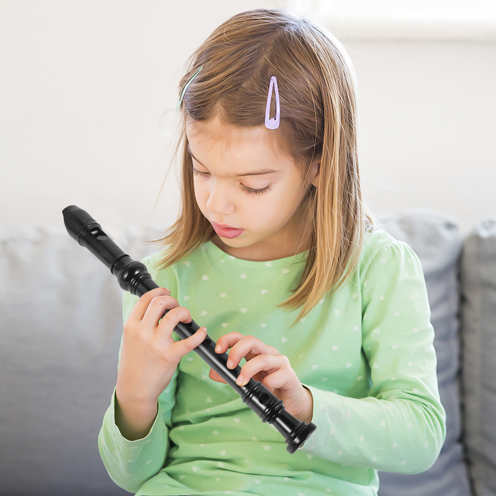 Soprano Recorder Plastic - Flet Soprano 8 Otworów Przezroczysty Czarny