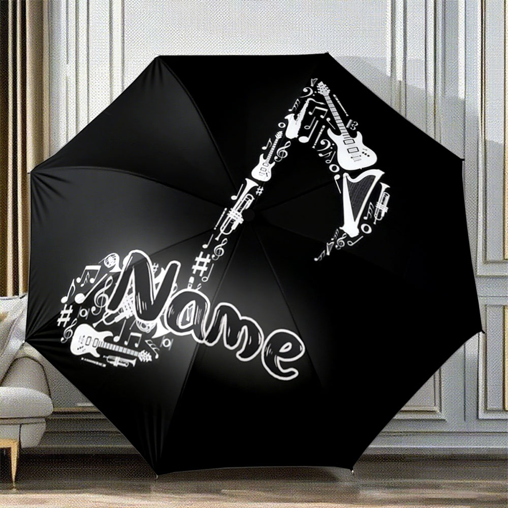 Musical Instrument And Names - Parasol z personalizowanym nadrukiem imienia, wzór